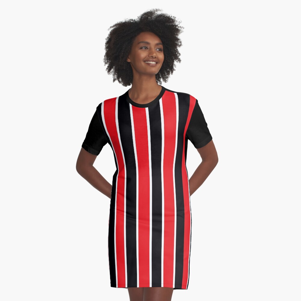 red and black striped dress