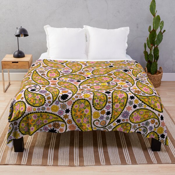 Item preview, retro paisley - mustard and black designed and sold by Claire Bowley.
