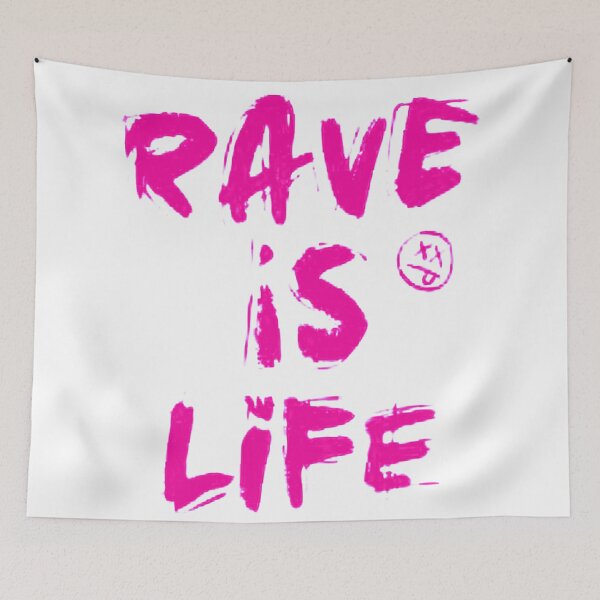 Aperçu de l'œuvre Rave c'est la vie | Funny Party, Rave, Festival Club Humour Rave Music créée et vendue par DesigonDesigner.