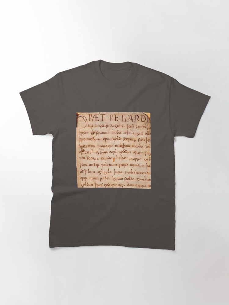 Thumbnail 3 of 7, Classic T-Shirt, Beowulf's oldest known written copy. designed and sold by Odinist.