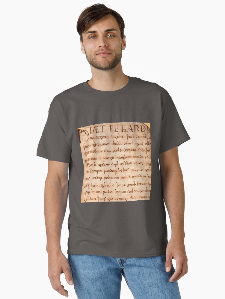 Thumbnail 1 of 7, Classic T-Shirt, Beowulf's oldest known written copy. designed and sold by Odinist.