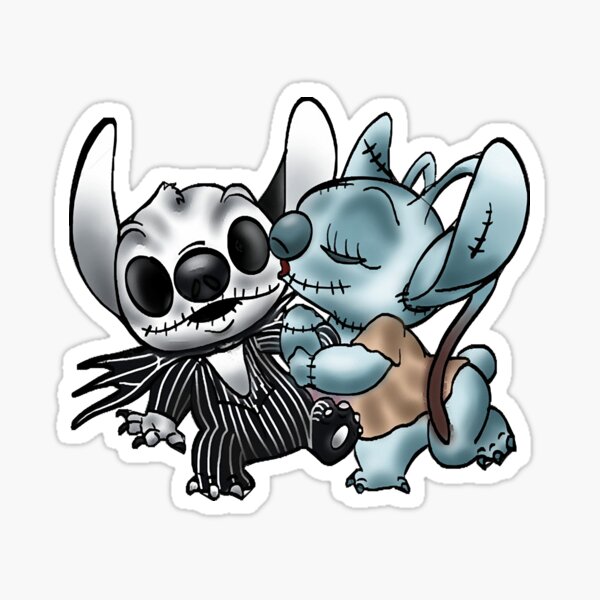  Funtaku - 2pc Stitch & Angel Peeking Cute Vinyl Decal