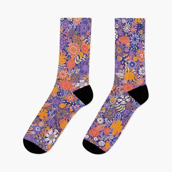 Item preview, retro flower field - electric blue designed and sold by Claire Bowley.