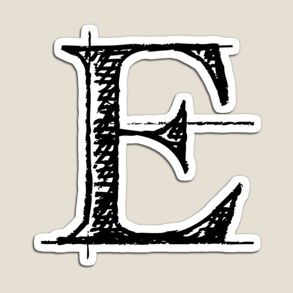 Graffiti Initial Letter E with 👑' Rectangle Magnet