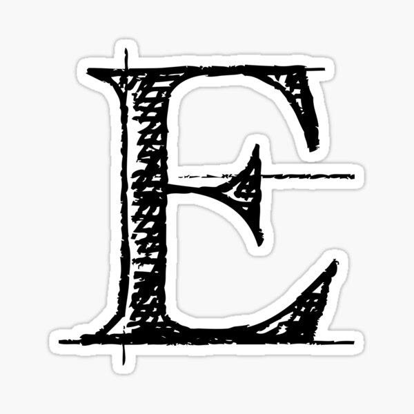 Fancy Letter E Sticker (Square) Fancy Letter E Sticker