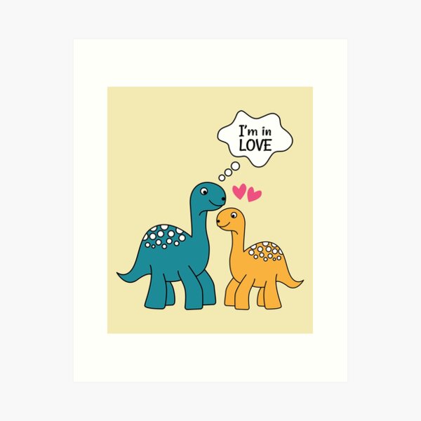 Cute Dino Love, an art print by Minki Artsy - INPRNT