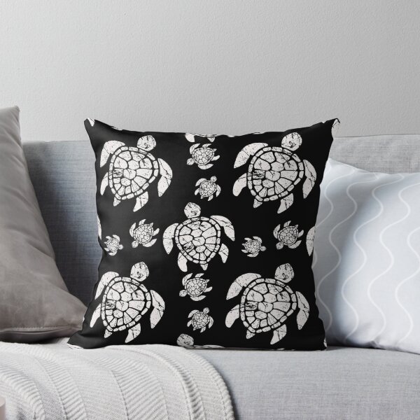 Item preview, White Sea Turtle Pattern in Black Background designed and sold by SoccaTamam.