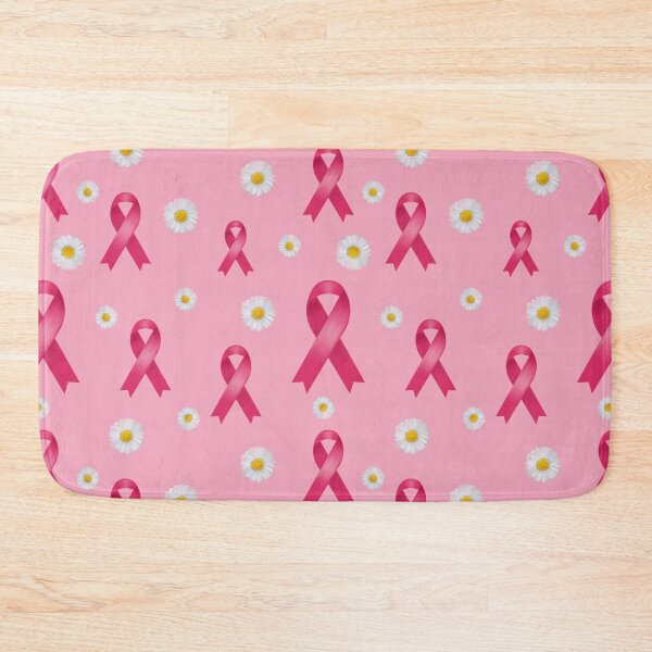 Item preview, Breast cancer pink ribbon pattern with daisies on pink background. designed and sold by Katine-Art.