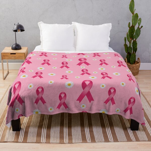 Item preview, Breast cancer pink ribbon pattern with daisies on pink background. designed and sold by Katine-Art.
