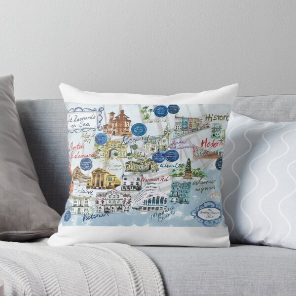 Item preview, St Leonards-on-Sea Landmarks Vintage Retro Map designed and sold by CloneDigitalArt.
