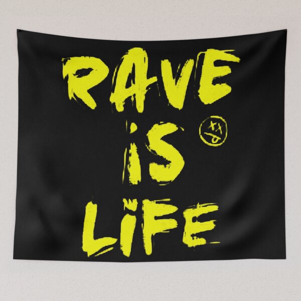 Aperçu de l'œuvre Rave est la vie ii | Funny Party, Rave, Festival Club Humour Rave Music créée et vendue par DesigonDesigner.