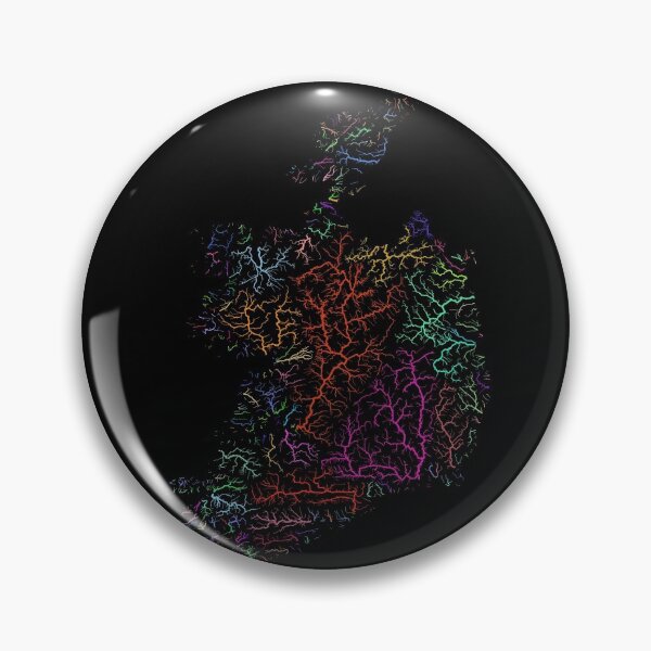 Item preview, Ireland River Basin Map in Rainbow Colours with Black Background designed and sold by GrasshopperGeo.