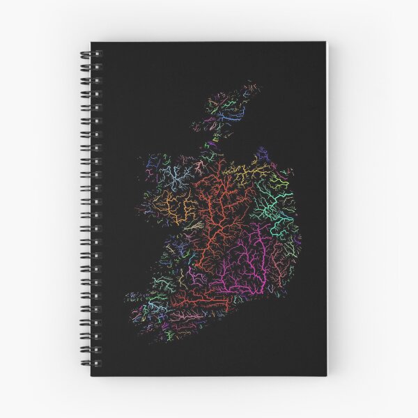 Item preview, Ireland River Basin Map in Rainbow Colours with Black Background designed and sold by GrasshopperGeo.