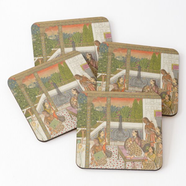 Item preview, A Princess with Attendants on a Terrace designed and sold by HinduArtGallery.
