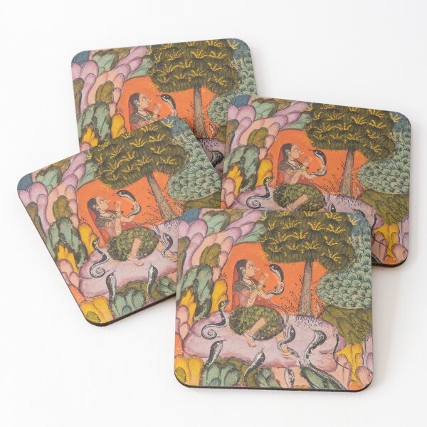 Item preview, A Woman Charms Snakes in the Wilderness designed and sold by HinduArtGallery.