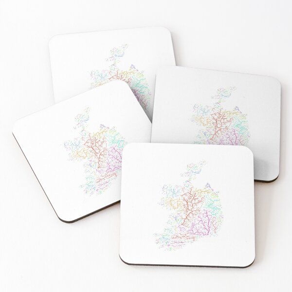 Item preview, Ireland River Basin Map in Rainbow Colours with White Background designed and sold by GrasshopperGeo.