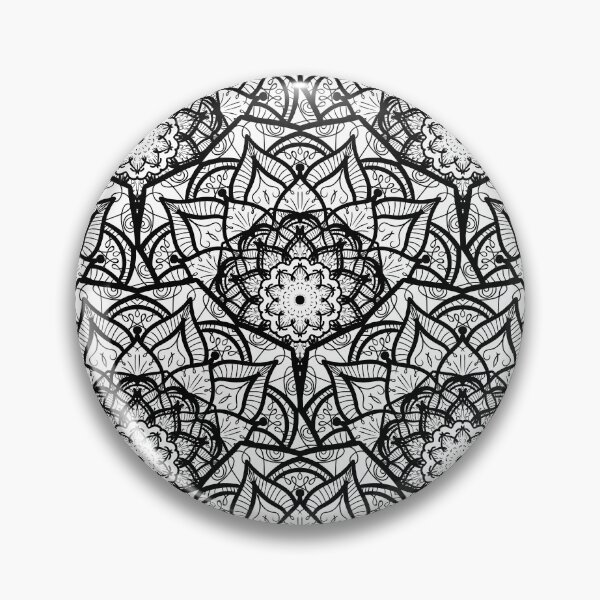 Item preview, Geometric Flower Mandala Pattern Black and White designed and sold by GoldenZodiac888.
