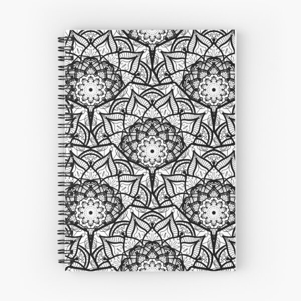 Item preview, Geometric Flower Mandala Pattern Black and White designed and sold by GoldenZodiac888.