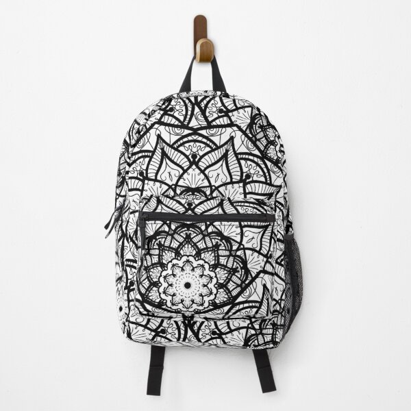 Item preview, Geometric Flower Mandala Pattern Black and White designed and sold by GoldenZodiac888.