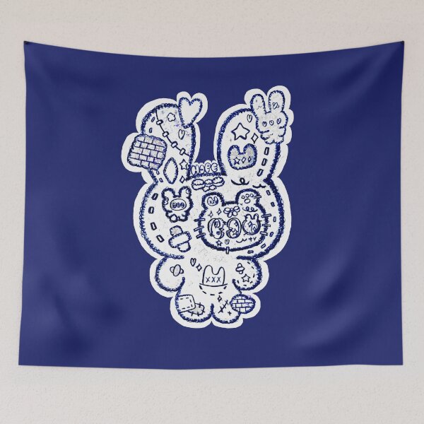 Item preview, hairybeary 10, Navy Blue Embroidered Plushy Japanese Pop Art designed and sold by Ben Ryuki Miyagi Architect.