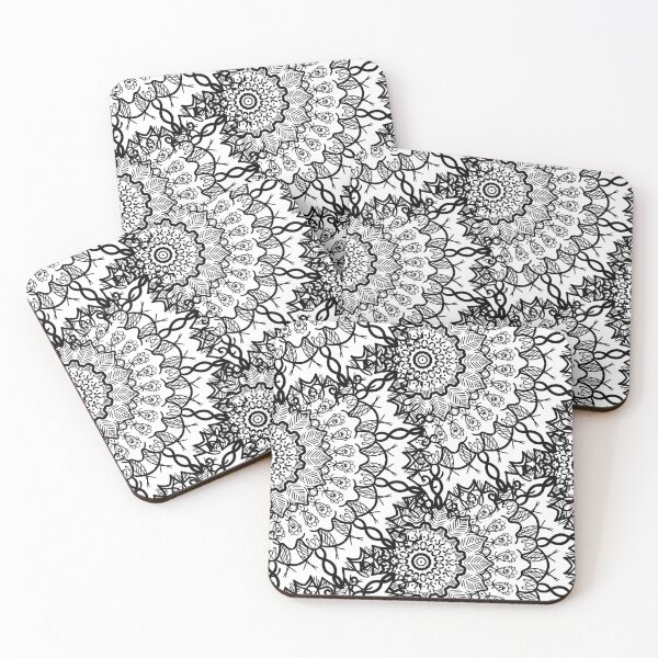 Item preview, Infinity Mandala Flowers Black and White designed and sold by GoldenZodiac888.