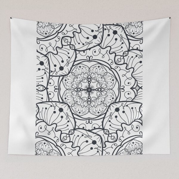 Item preview, Mandala Cross Flower Black and White designed and sold by GoldenZodiac888.