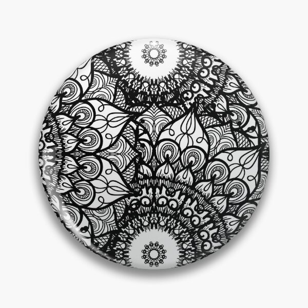 Item preview, Mandala Flowers Black and White Pattern designed and sold by GoldenZodiac888.