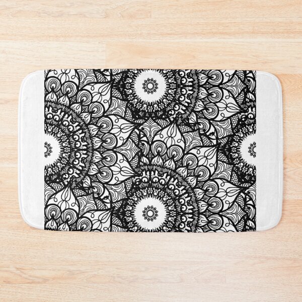 Item preview, Mandala Flowers Black and White Pattern designed and sold by GoldenZodiac888.
