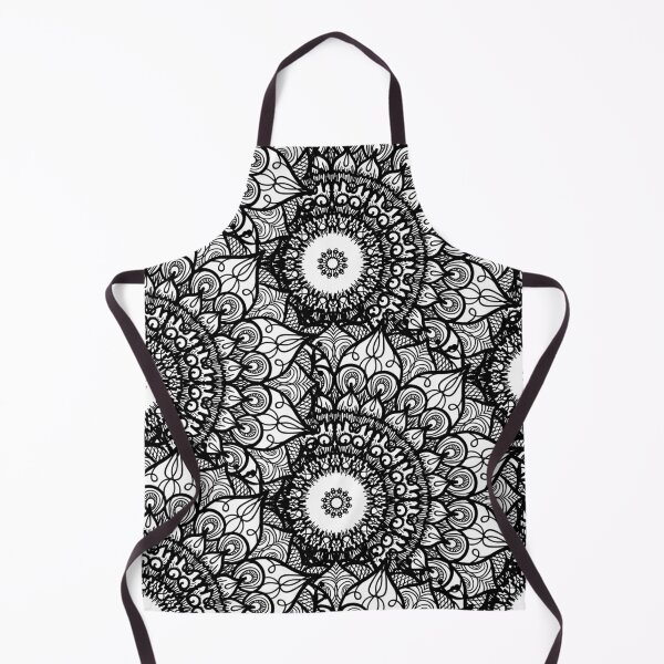 Item preview, Mandala Flowers Black and White Pattern designed and sold by GoldenZodiac888.