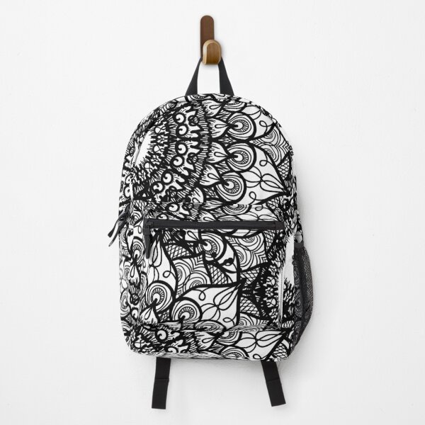 Item preview, Mandala Flowers Black and White Pattern designed and sold by GoldenZodiac888.