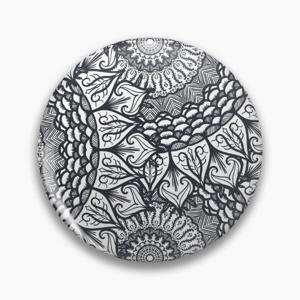 Item preview, Mandala Geometric Flowers Black and White designed and sold by GoldenZodiac888.