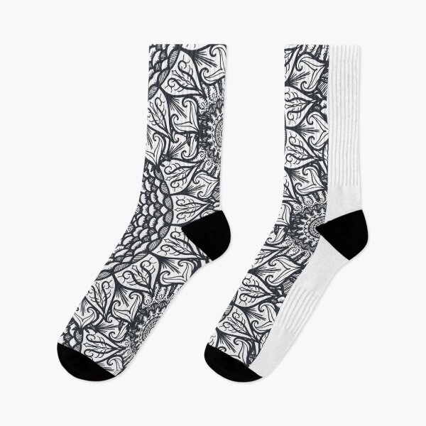 Item preview, Mandala Geometric Flowers Black and White designed and sold by GoldenZodiac888.