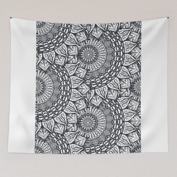 Item preview, Mandala Geometric Flowers Black and White designed and sold by GoldenZodiac888.