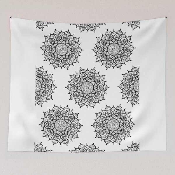 Item preview, Small Mandala Flowers Black and White designed and sold by GoldenZodiac888.