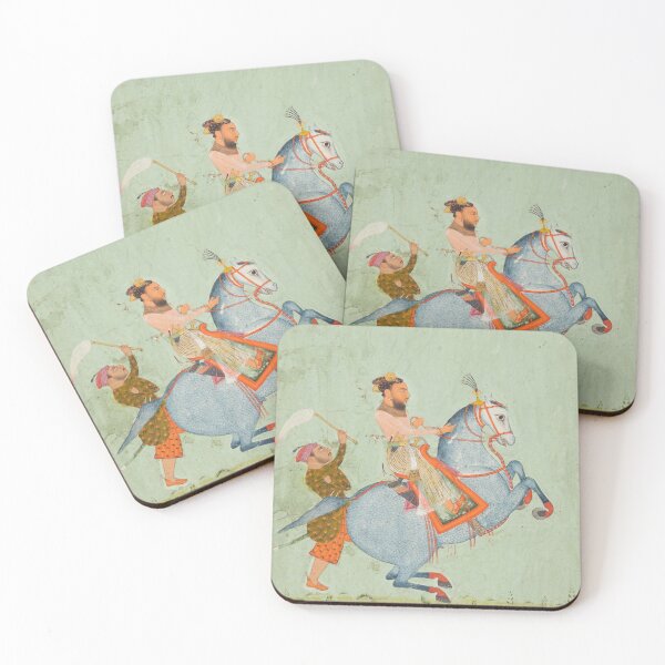 Item preview, Prince Mathu Singh of Jatoli on a Blue Horse Riding to Udaipur designed and sold by HinduArtGallery.