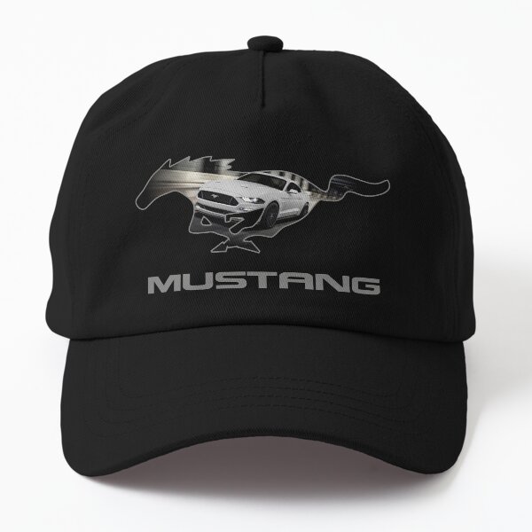 Ford Mustang GT Logo Emblem Design (White on Black) Dad Hat