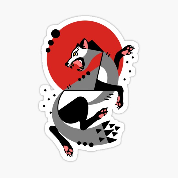 "Minimal Red Wolf" Sticker for Sale by yellarttoy Redbubble