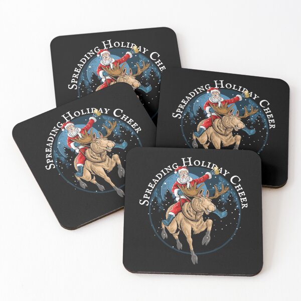 Item preview, Santa Riding Moose Drinking Beer, spreading cheer  designed and sold by HolidayBug.