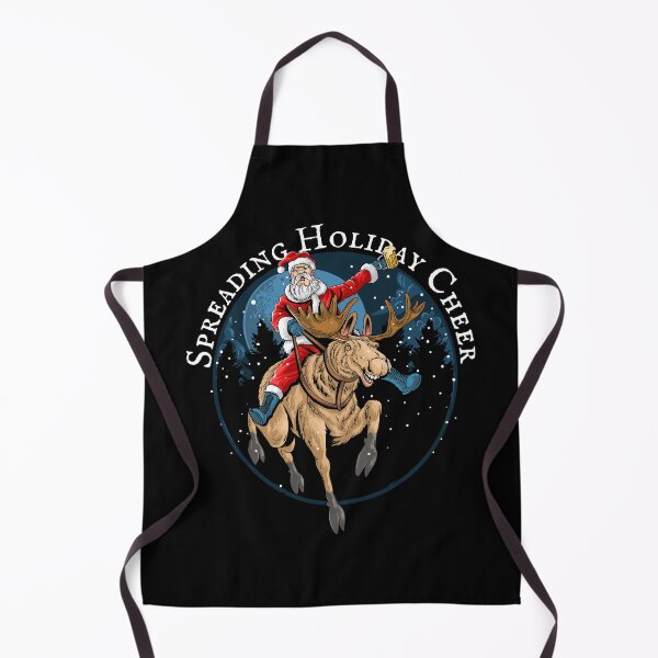 Item preview, Santa Riding Moose Drinking Beer, spreading cheer designed and sold by HolidayBug.