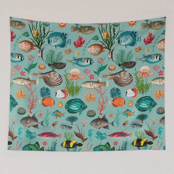 Item preview, Oceania in duck egg blue designed and sold by Delinda Graphic Studio.