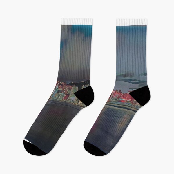 Item preview, Hong Kong skyline dusk designed and sold by imagine-ai.