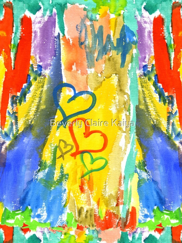 Watercolor Abstract Hearts Colorful Random Brushstrokes by beverlyclaire