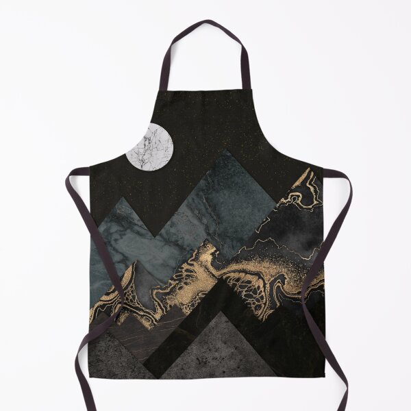Item preview, Golden Nightfall - Abstract Charcoal Mountains and Moon designed and sold by AmbienceArt.