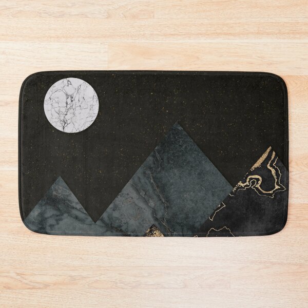 Item preview, Golden Nightfall - Abstract Charcoal Mountains and Moon designed and sold by AmbienceArt.