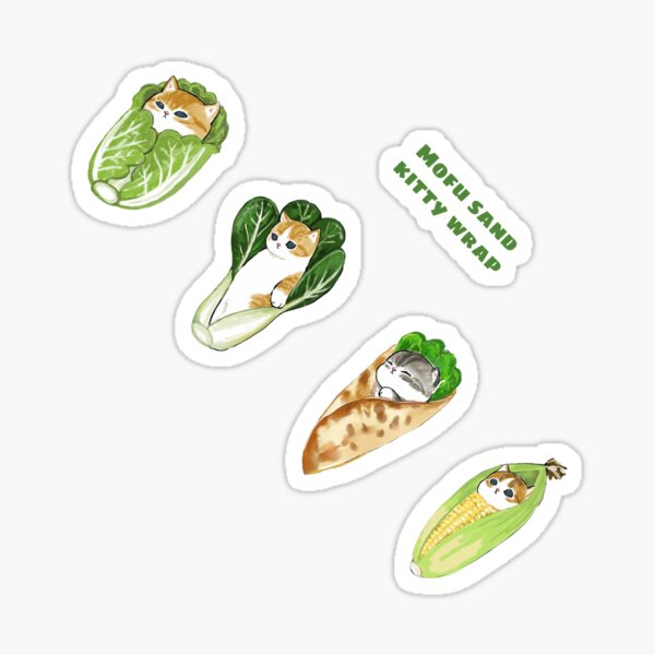 Mofu sand cute kitty vegetable wrap Sticker