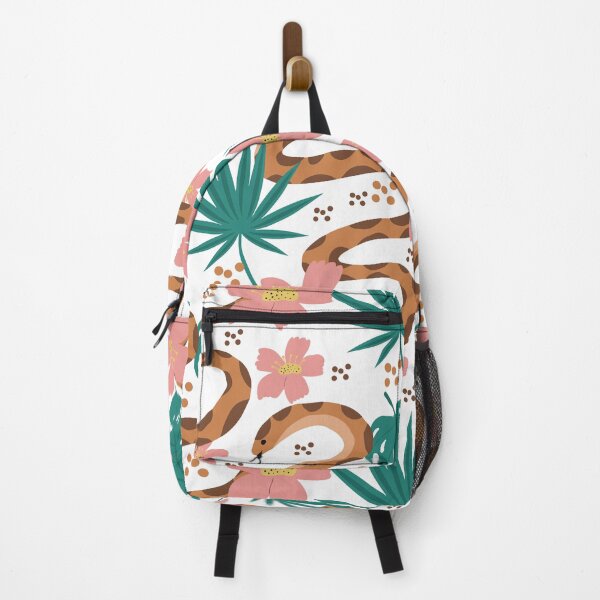 Item preview, Beautiful seamless pattern with python and tropical leaves. flowers print with hand drawn exotic plants and snake. Vector illustration designed and sold by Lucia-Fox.