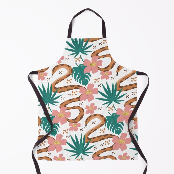 Item preview, Beautiful seamless pattern with python and tropical leaves. flowers print with hand drawn exotic plants and snake. Vector illustration designed and sold by Lucia-Fox.