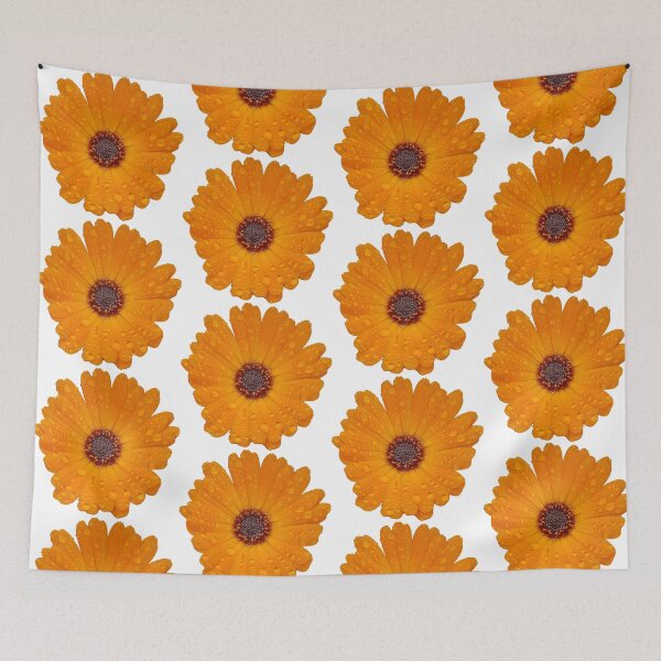 Item preview, pot marigold flower covered in raindrops designed and sold by Steph-draws.