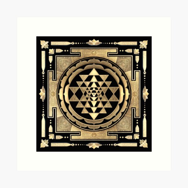 Item preview, GOLDEN SRI YANTRA (jet black background) designed and sold by DigitalZealot.
