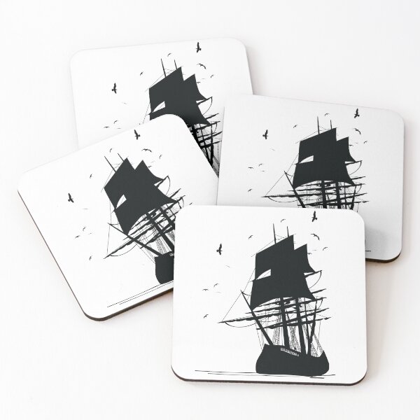 Item preview, Old Pirate Sailing Ship - Silhouette Graphic Print designed and sold by CloneDigitalArt.